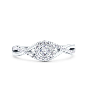 Infinity Twisted Shank Half Eternity Ring Wedding Band Round Pave Simulated CZ 925 Sterling Silver (7mm)